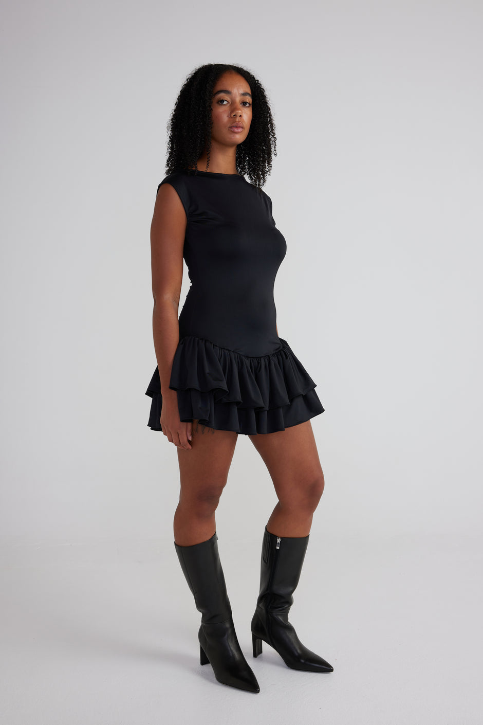 BELLE the Label UMA Store black ruffle ballerina mini dress