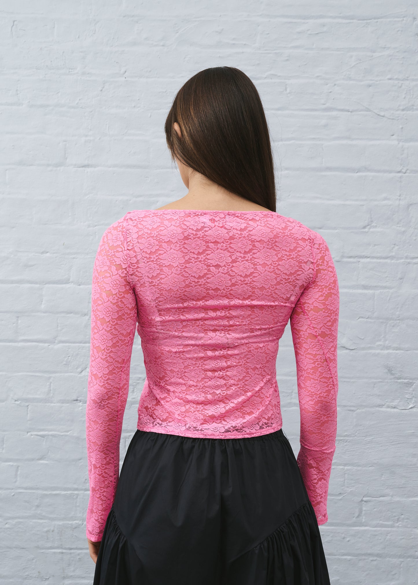 Colette Lace Top Hot Pink