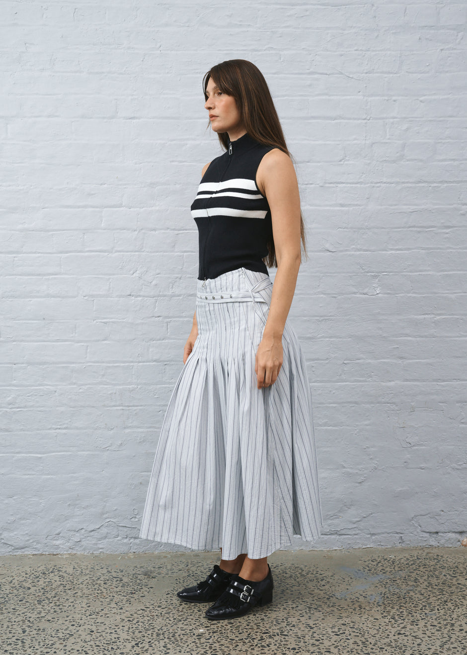 Greta Pleat Skirt Stripe