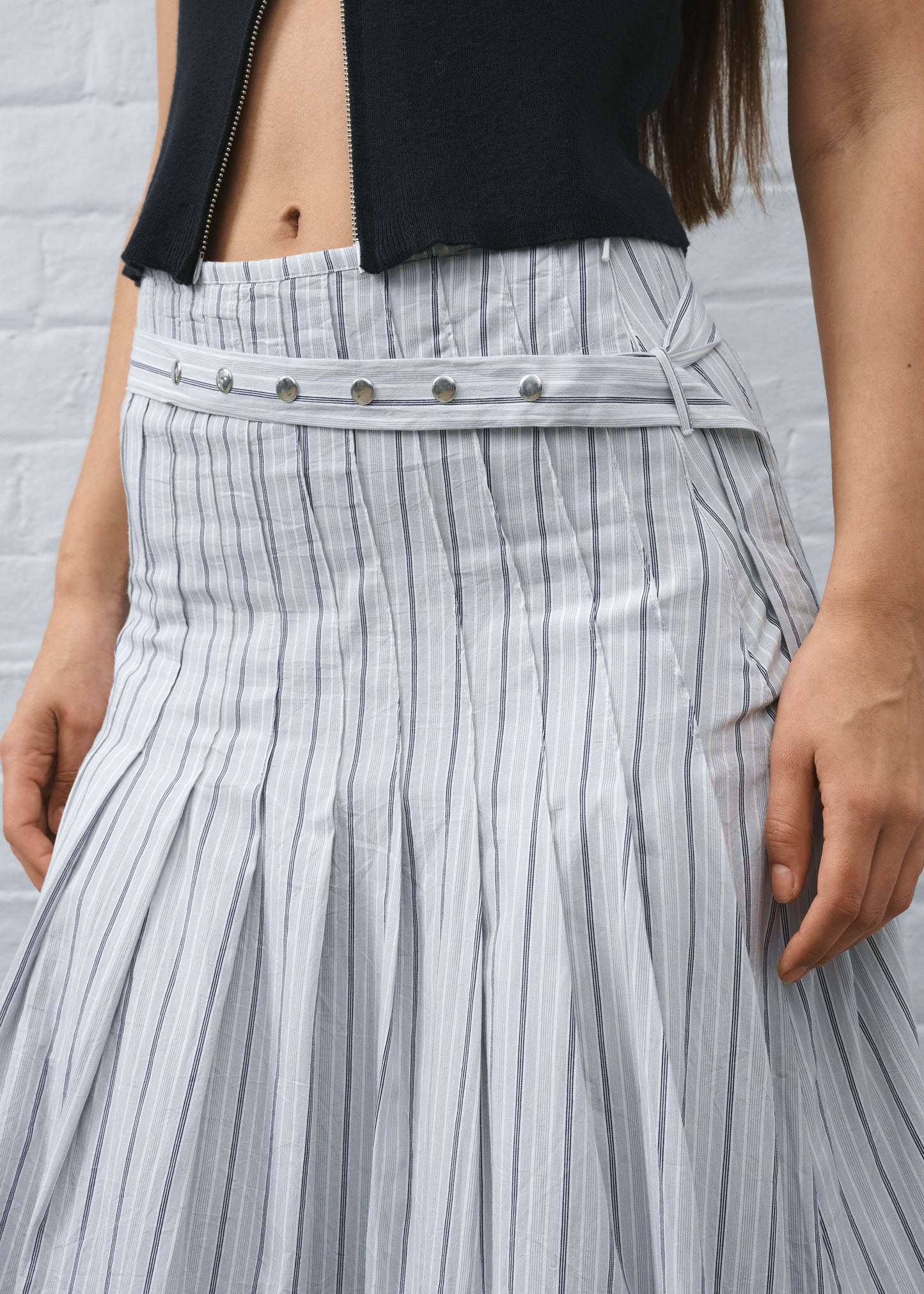 Greta Pleat Skirt Stripe