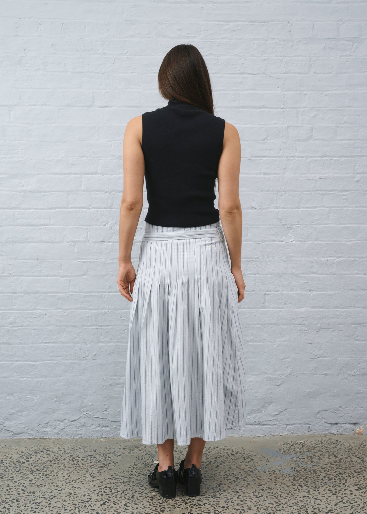 Greta Pleat Skirt Stripe