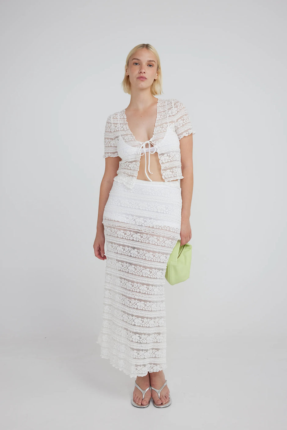 Apres Studio lace midi skirt white