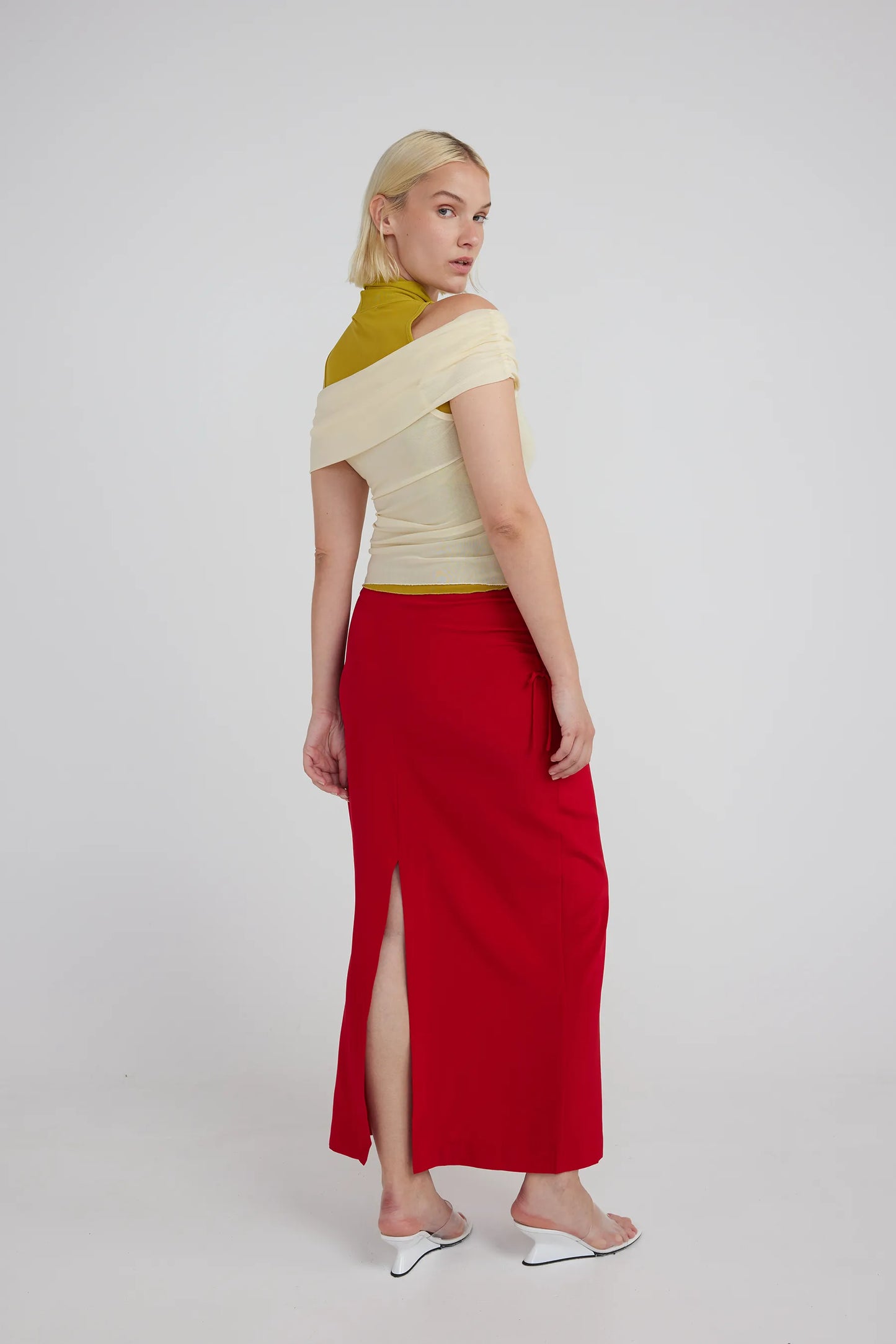 UMA Store Marle Iris Skirt Vermillion red silk 