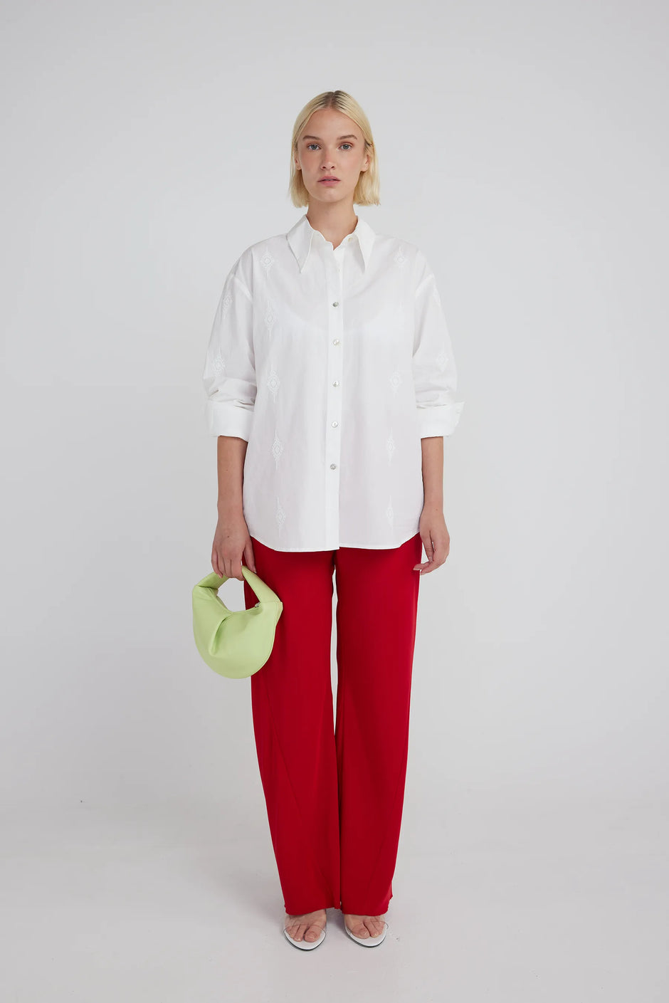UMA Store Coco Pant Vermillion red silk trouser 