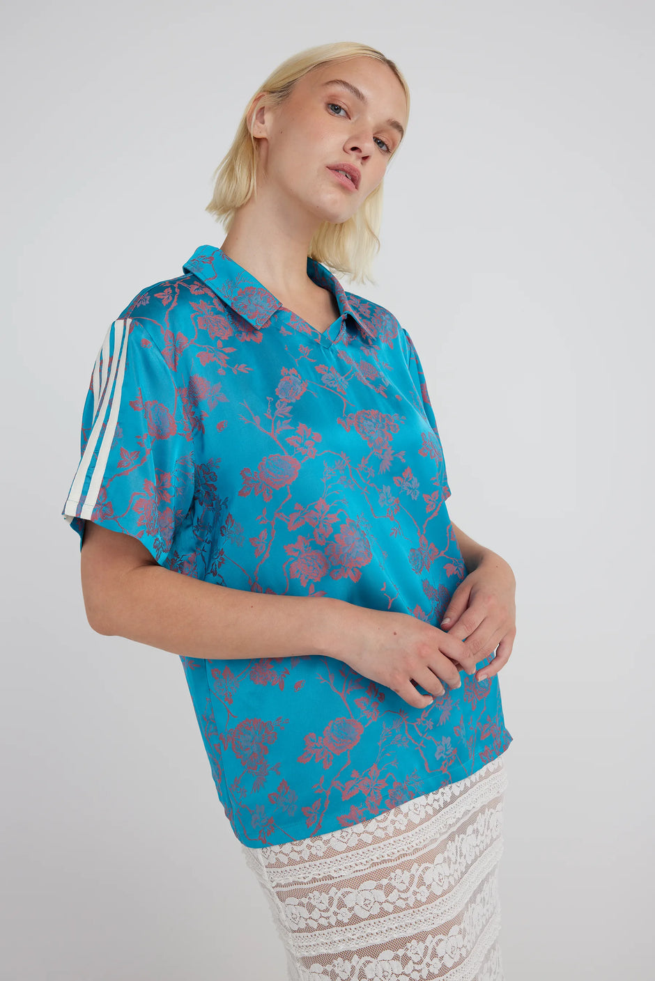 UMA Store Muse the label Field Polo jacquard floral shirt retro sports luxe 