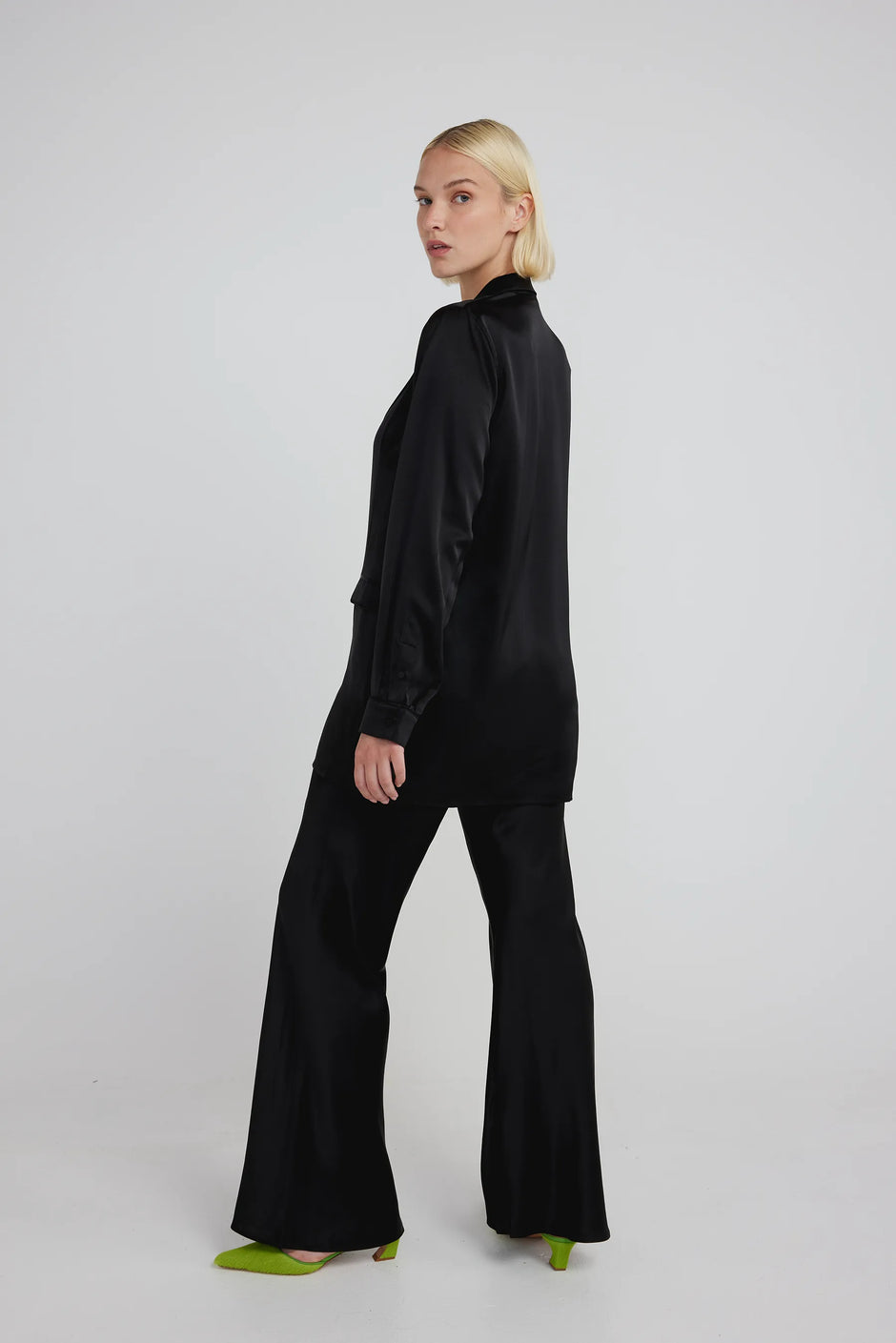Silk Laundry black silk bias cut pants trousers