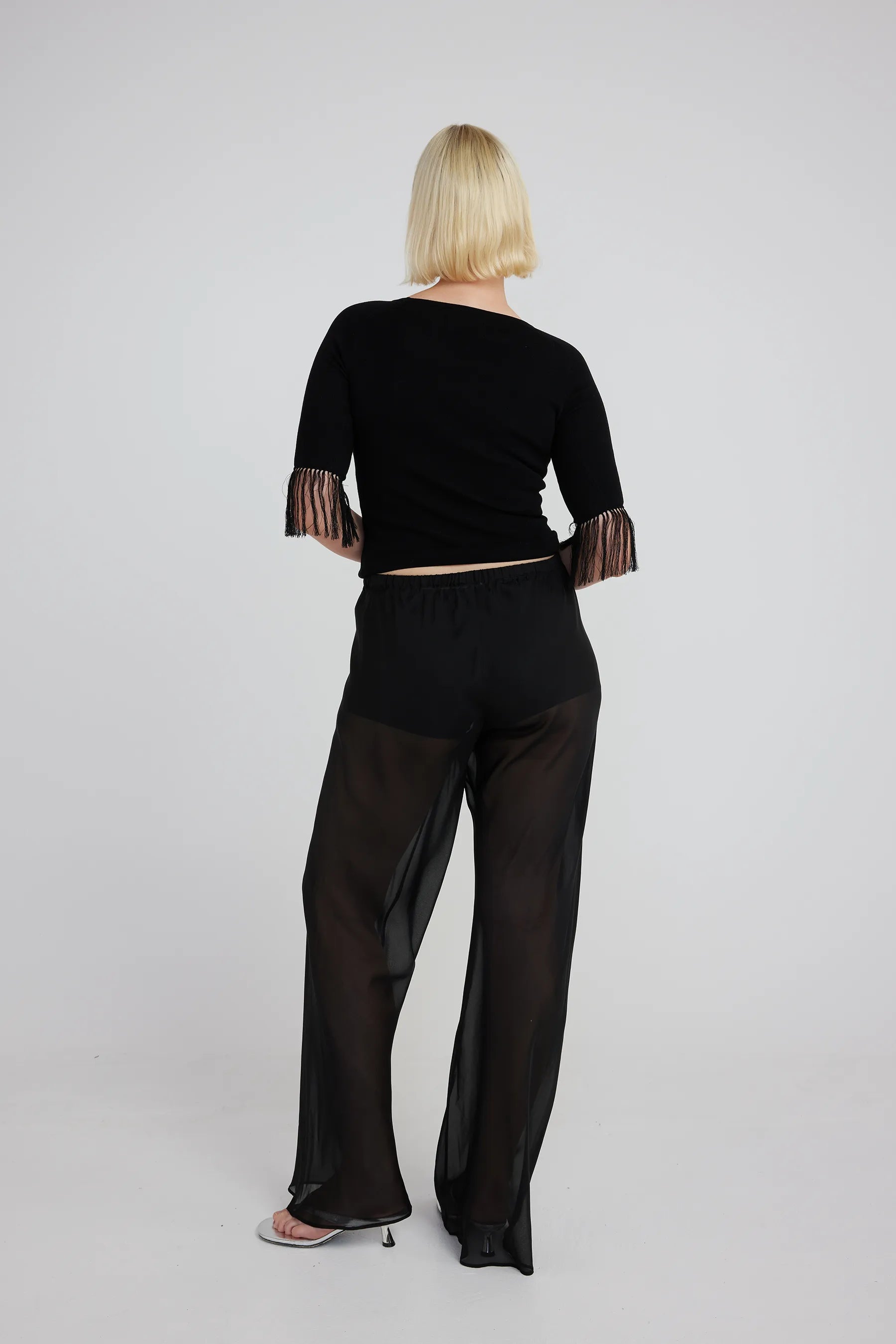 Silk Laundry black chiffon silk bias cut pants trousers