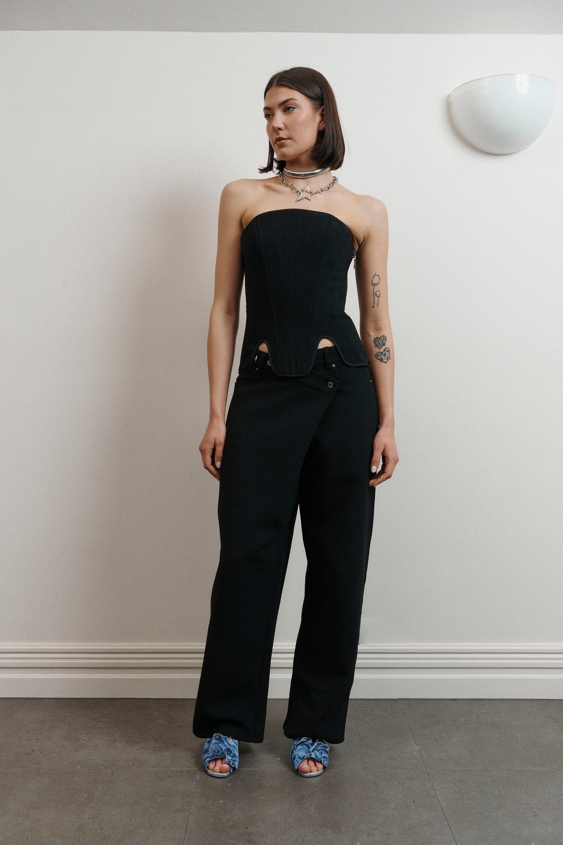 UMA Store KOURH Nobilis oversized black pants drop waist heavyweight crepe