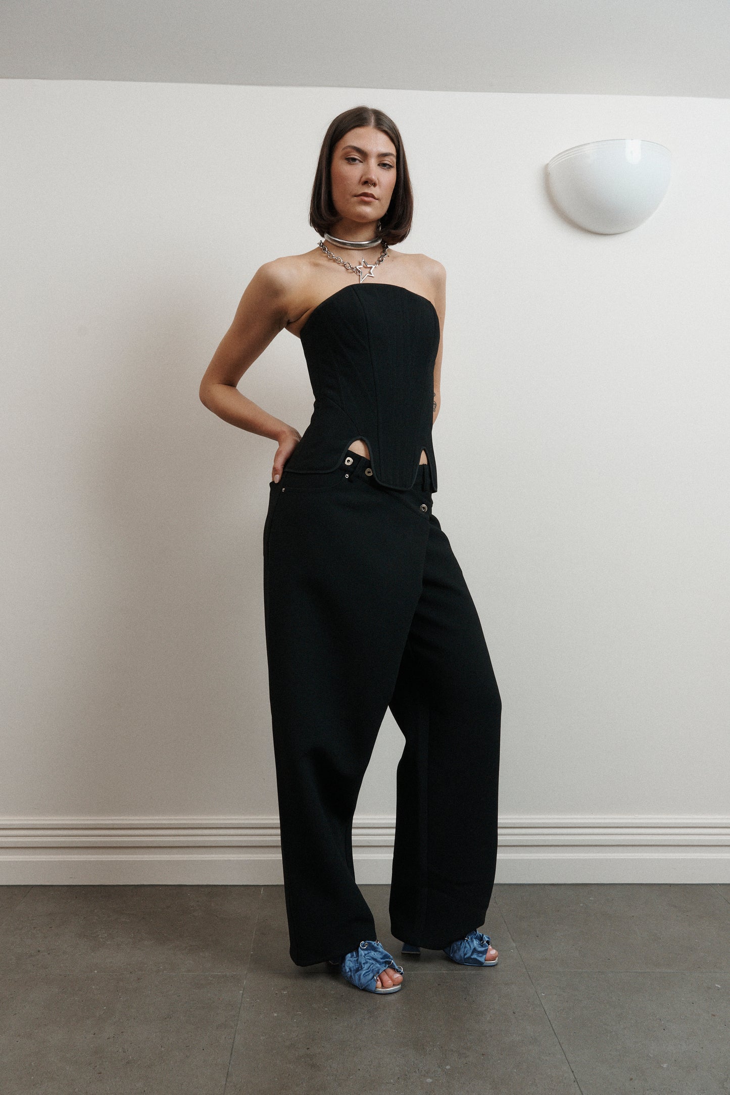 UMA Store KOURH Nobilis oversized black pants drop waist heavyweight crepe